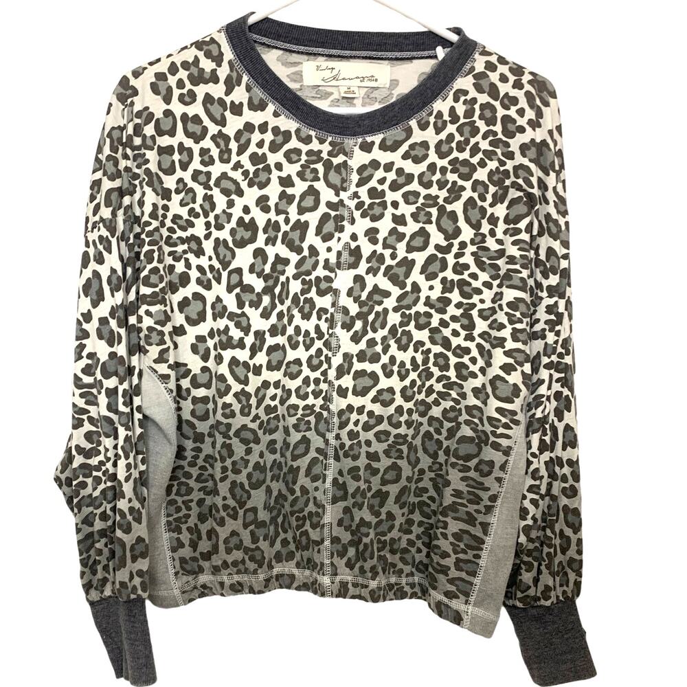 Vintage Havana Oversized Leopard Top M Gray Blouson Boxy Boyfriend Minimalist